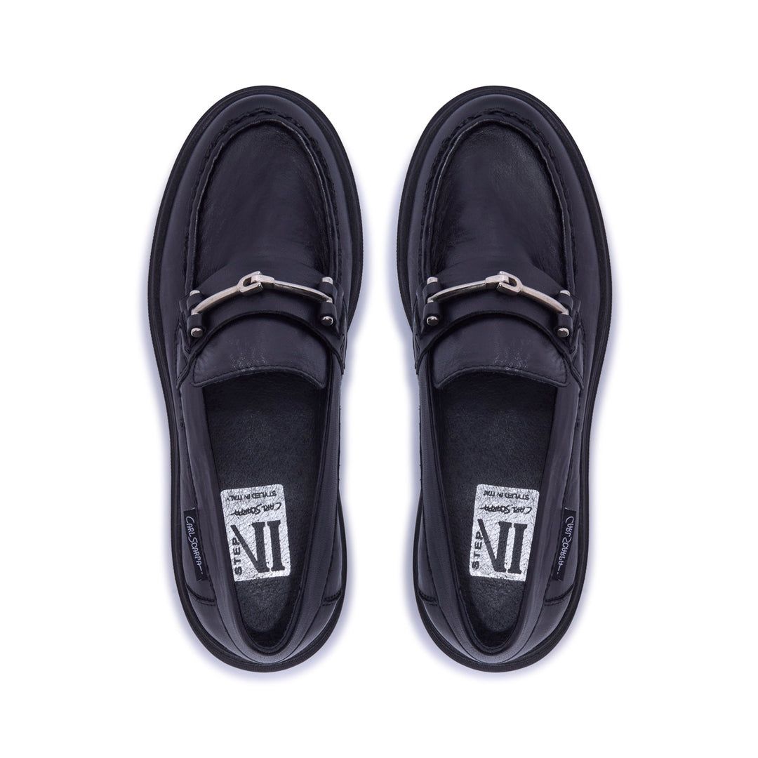 Alsenso Black Leather Loafers