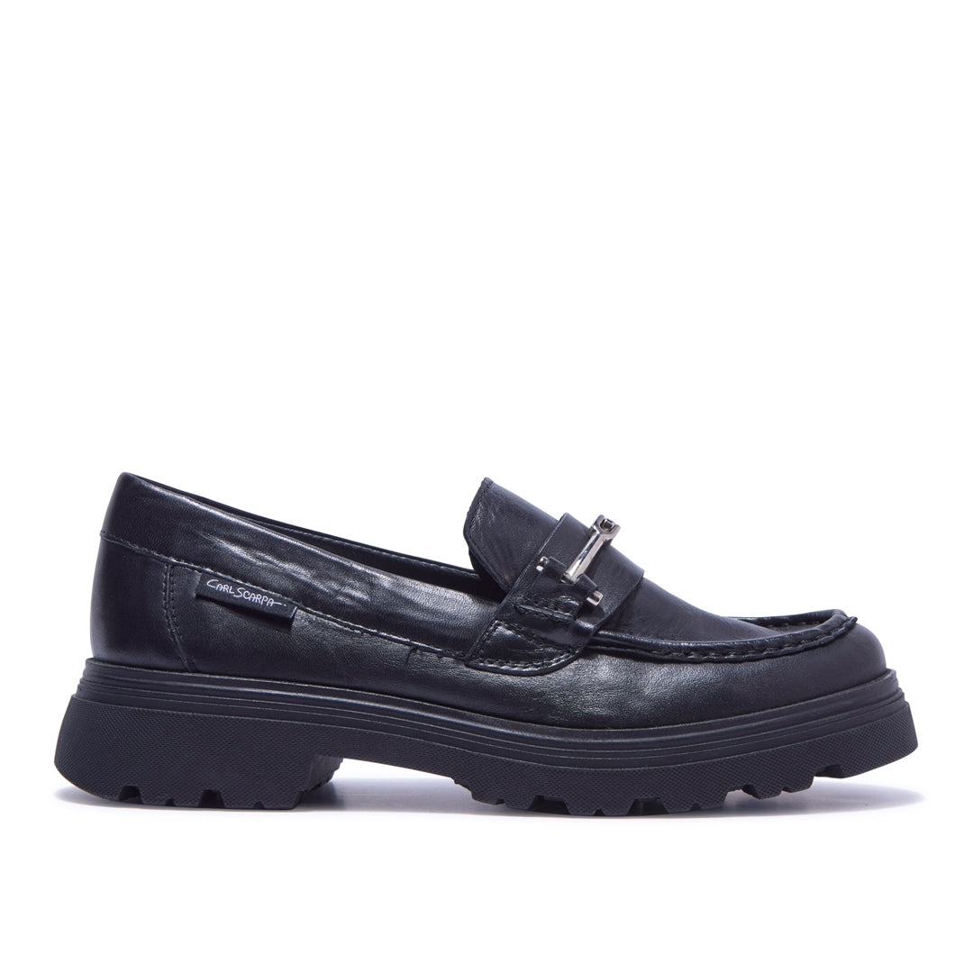 Alsenso Black Leather Loafers