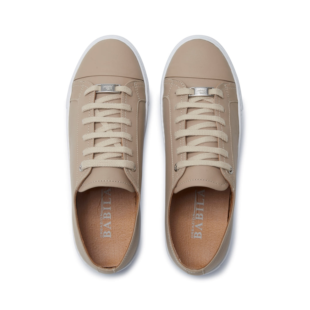 Corianne Beige Leather Trainers
