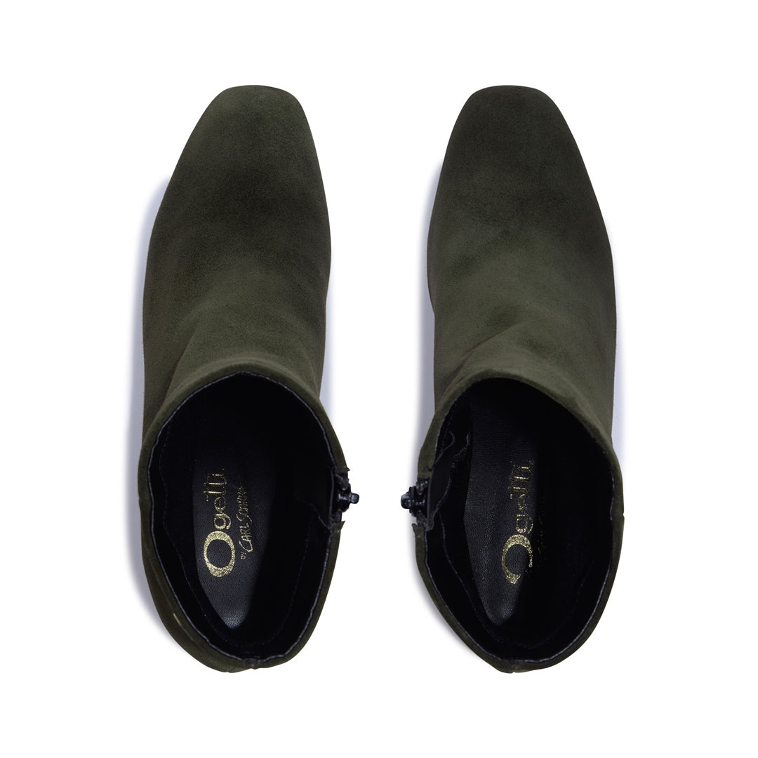 Effy Green Suede Ankle Boots