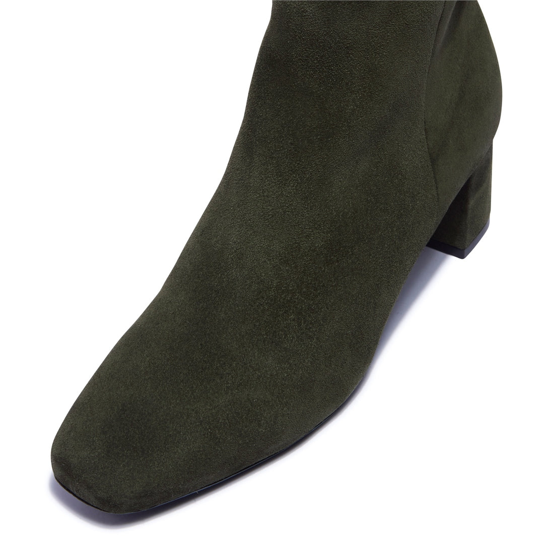 Effy Green Suede Ankle Boots