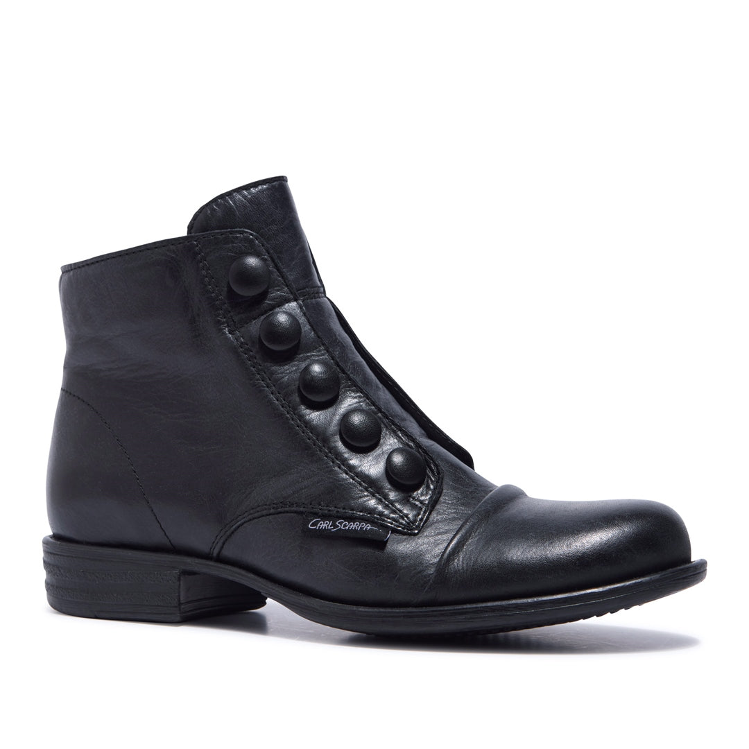 Ester Black Leather Ankle Boots