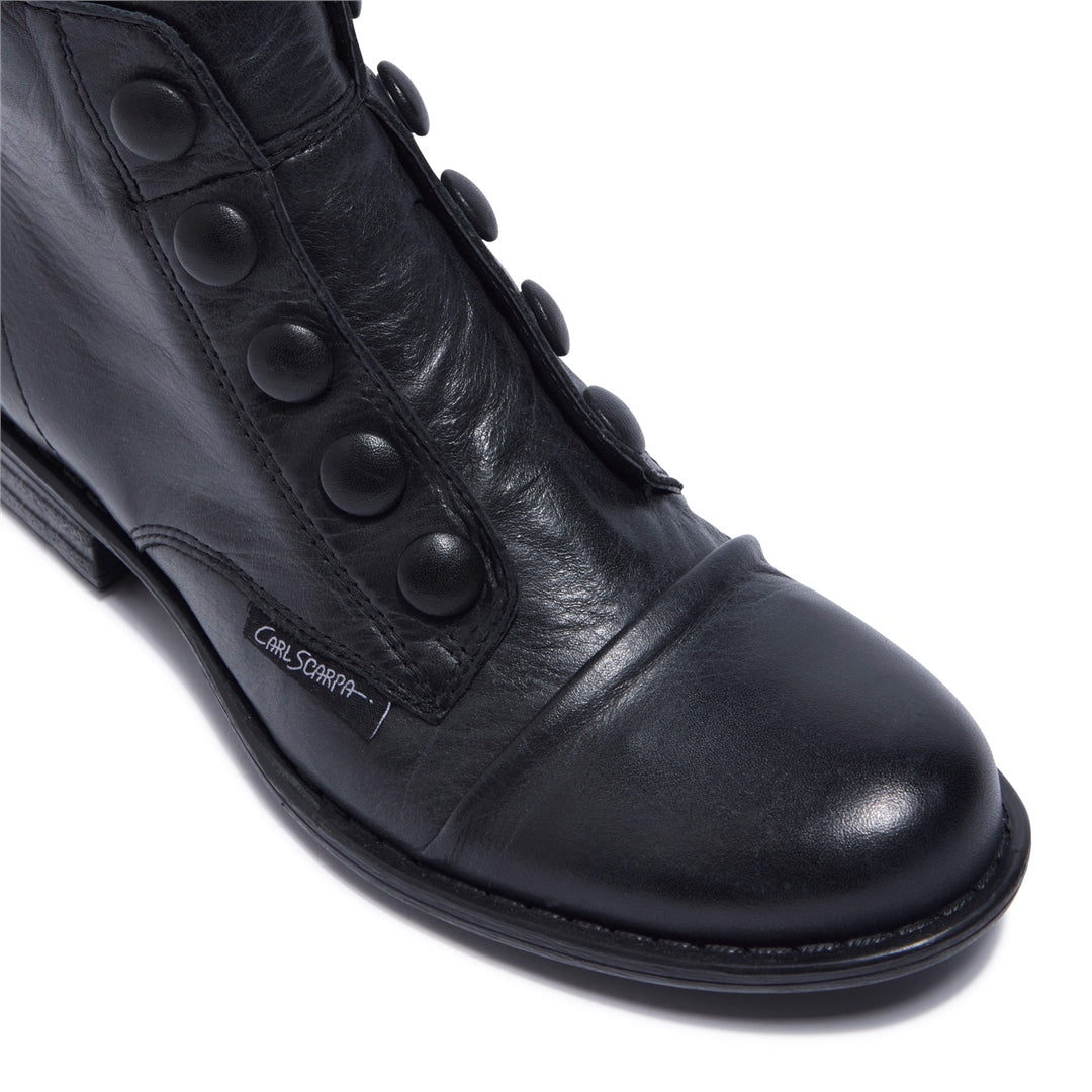 Ester Black Leather Ankle Boots