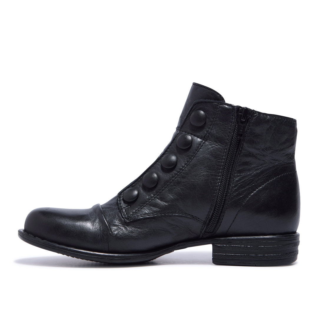 Ester Black Leather Ankle Boots