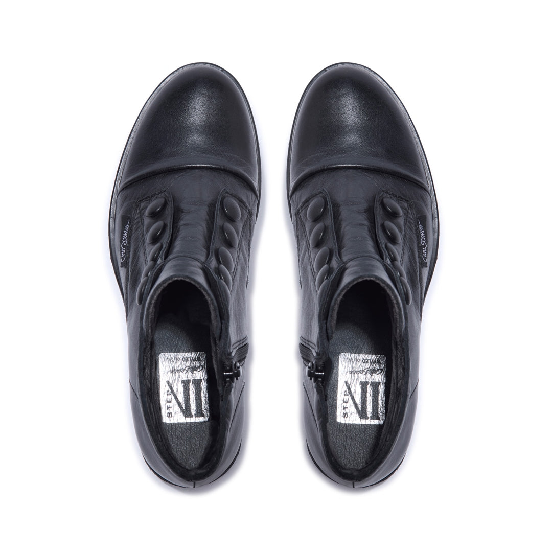 Ester Black Leather Ankle Boots