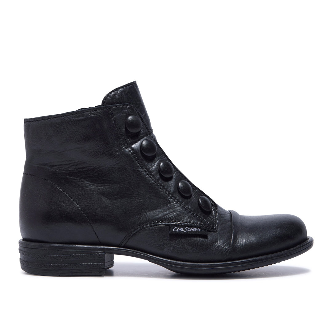Ester Black Leather Ankle Boots