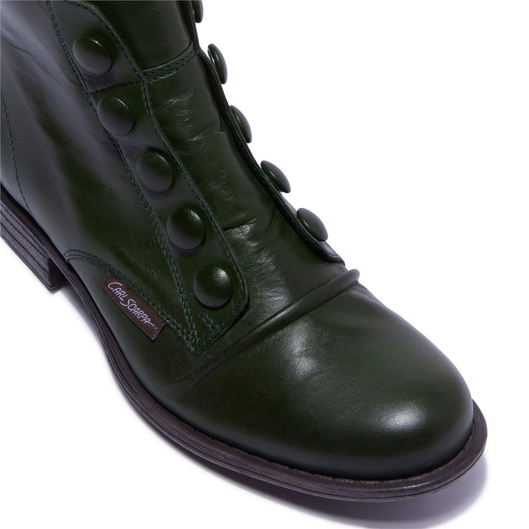 Ester Green Leather Ankle Boots