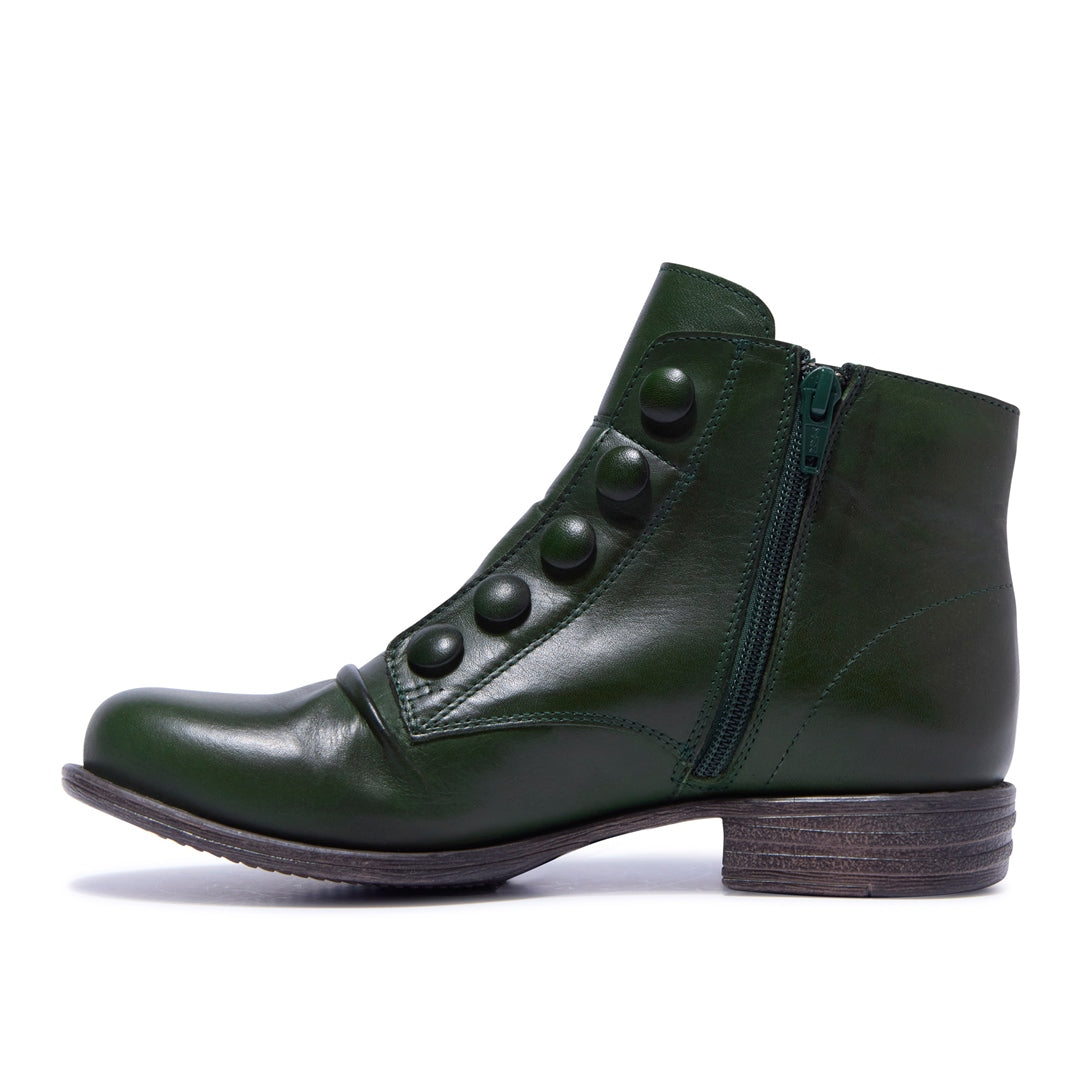 Ester Green Leather Ankle Boots