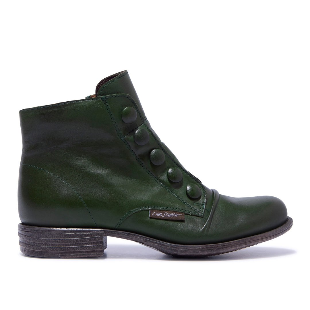 Ester Green Leather Ankle Boots
