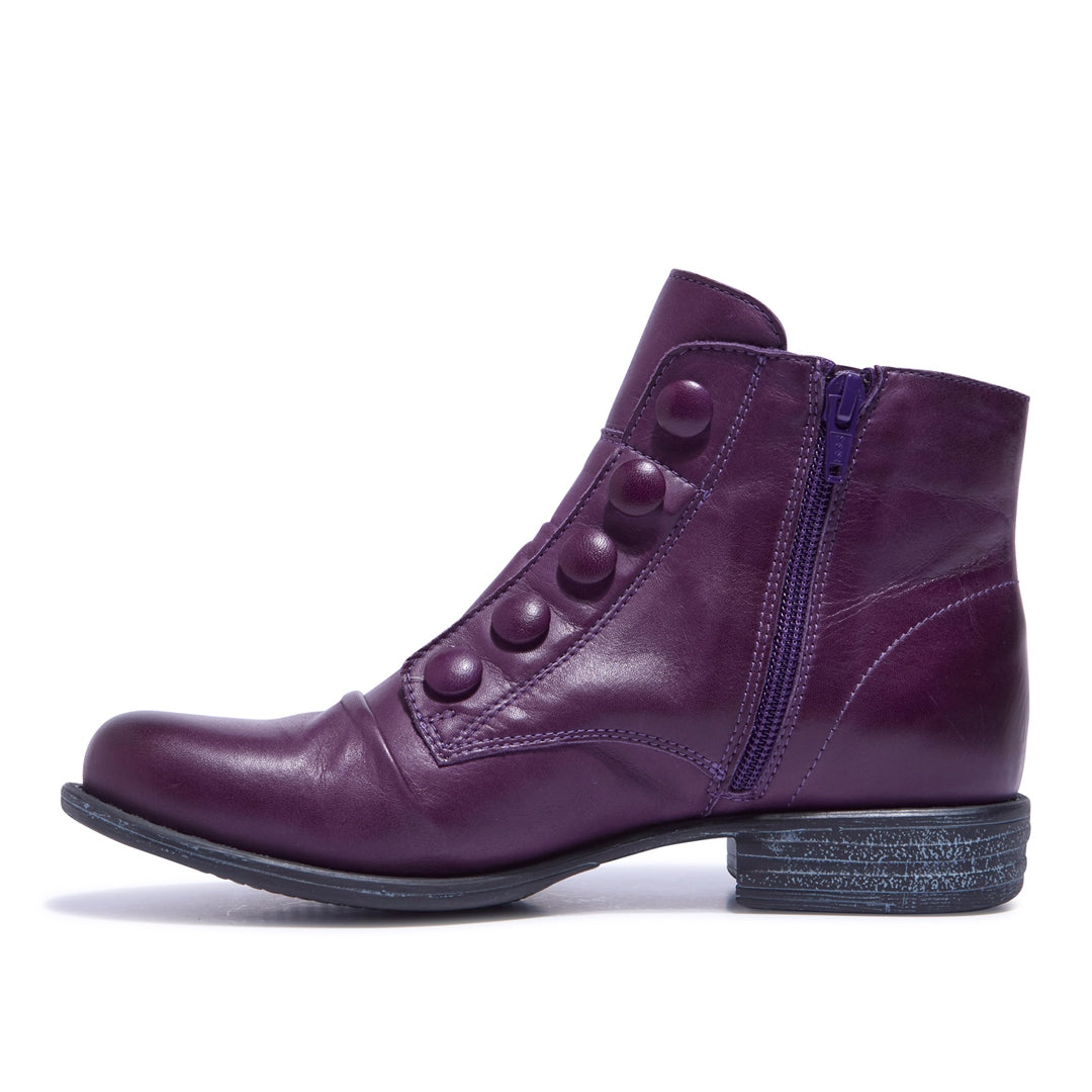 Ester Purple Leather Ankle Boots