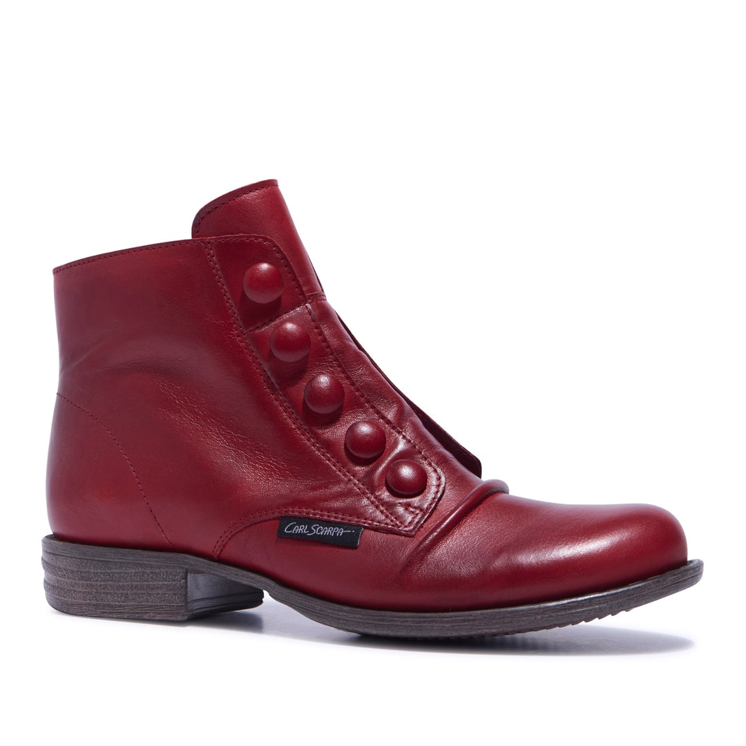 Ester Red Leather Ankle Boots