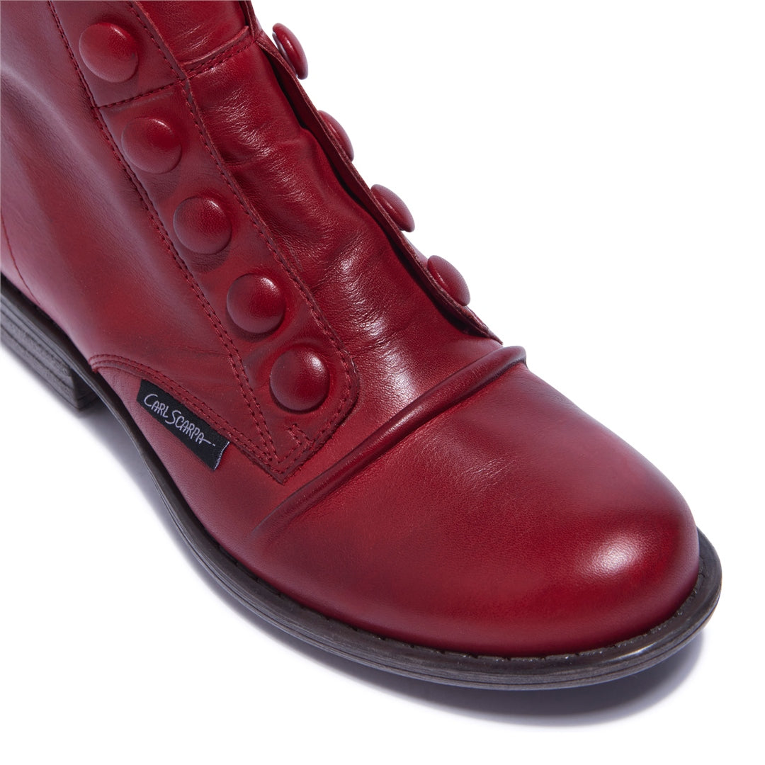 Ester Red Leather Ankle Boots