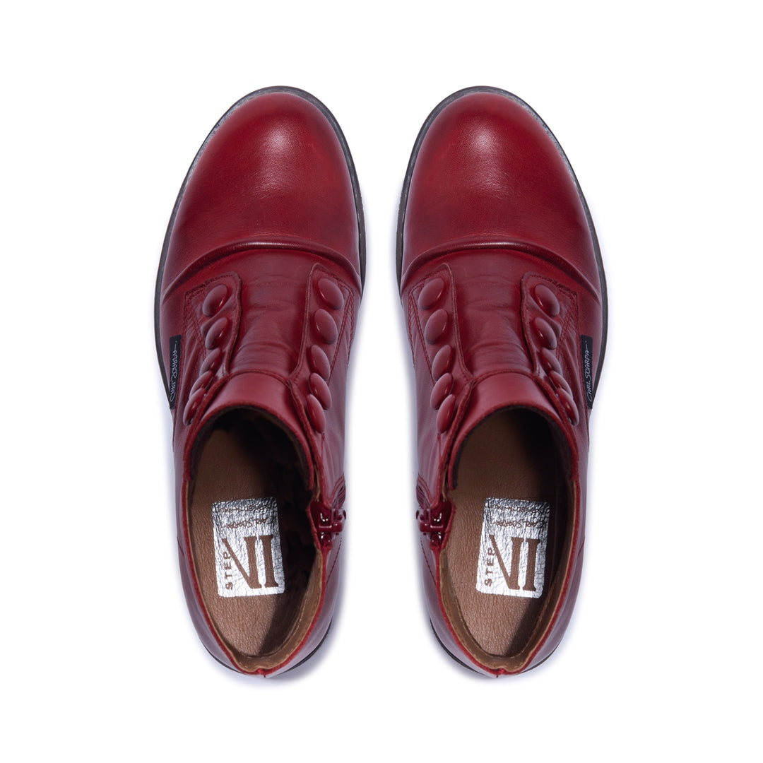 Ester Red Leather Ankle Boots