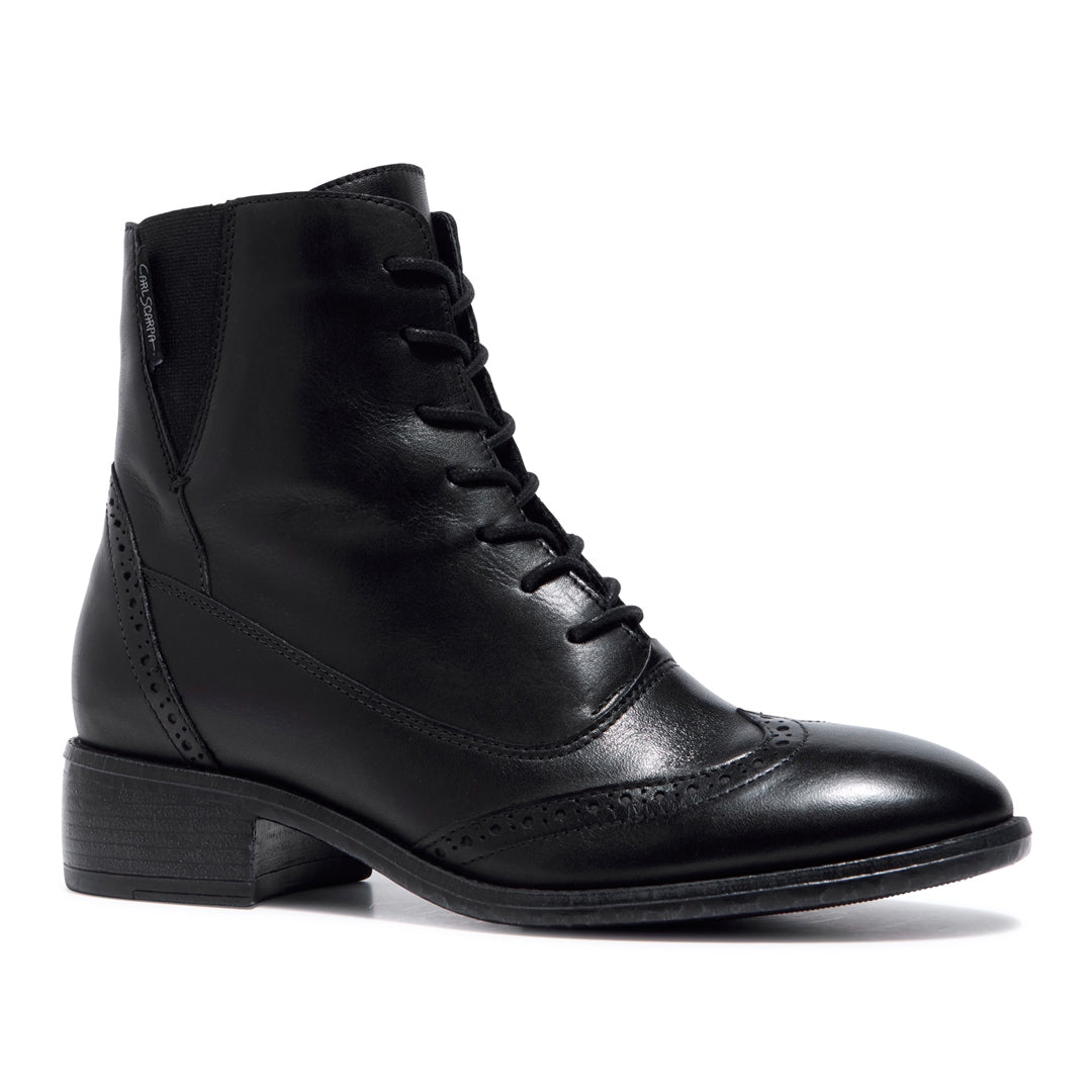 Isla Black Leather Ankle Boots