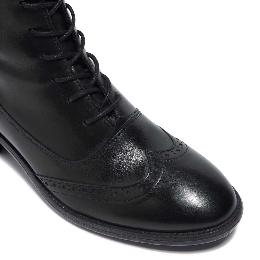 Isla Black Leather Ankle Boots