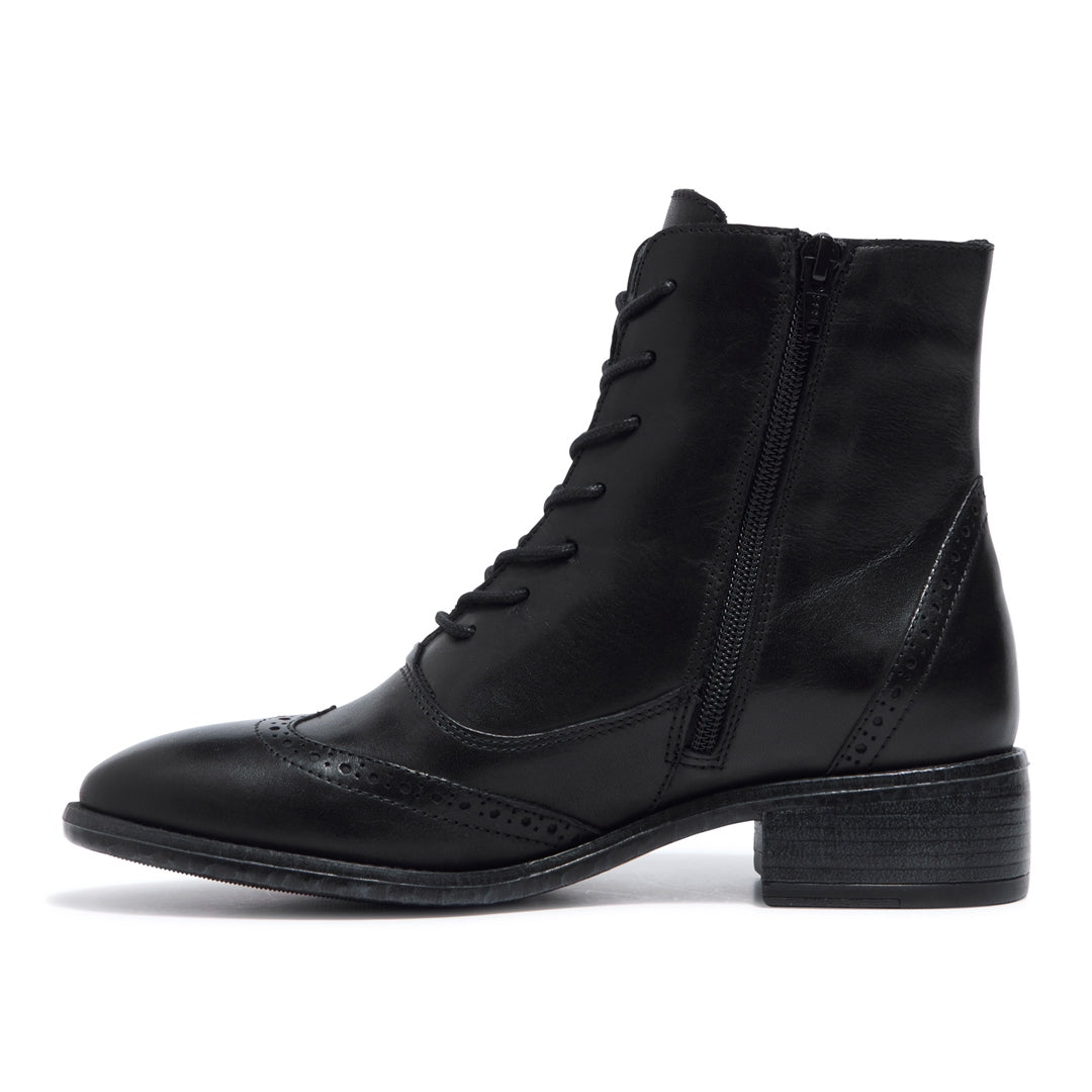 Isla Black Leather Ankle Boots