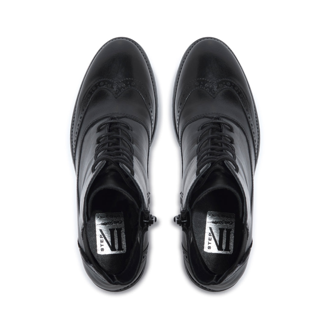 Isla Black Leather Ankle Boots