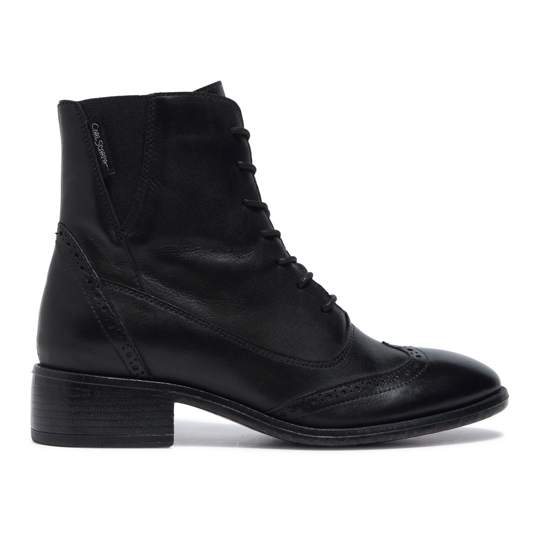 Isla Black Leather Ankle Boots