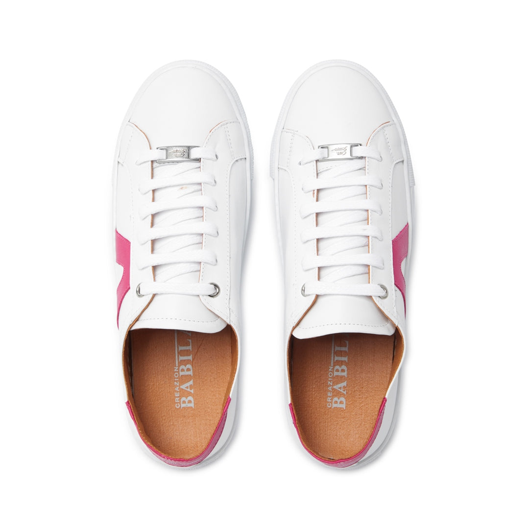Jessi White  Fuchsia Leather Trainers