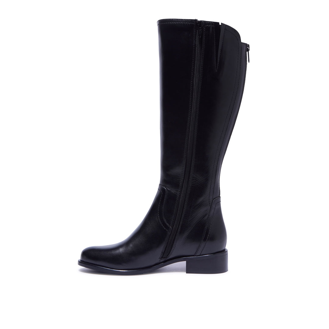 Jolette Black Leather Knee High Boots
