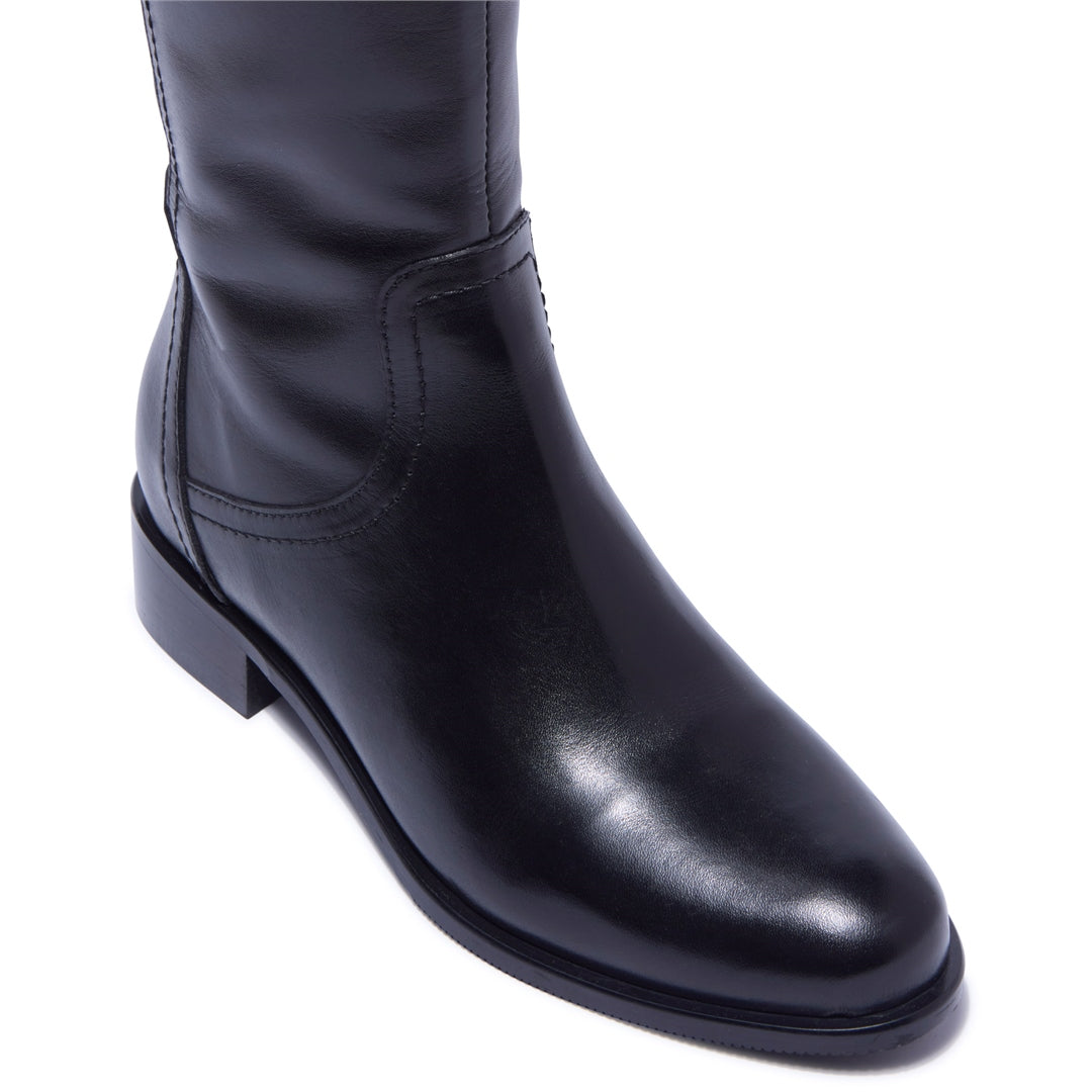 Jolette Black Leather Knee High Boots