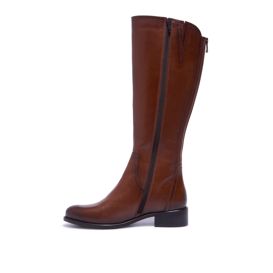 JOLETTE TAN LEATHER KNEE HIGH BOOTS