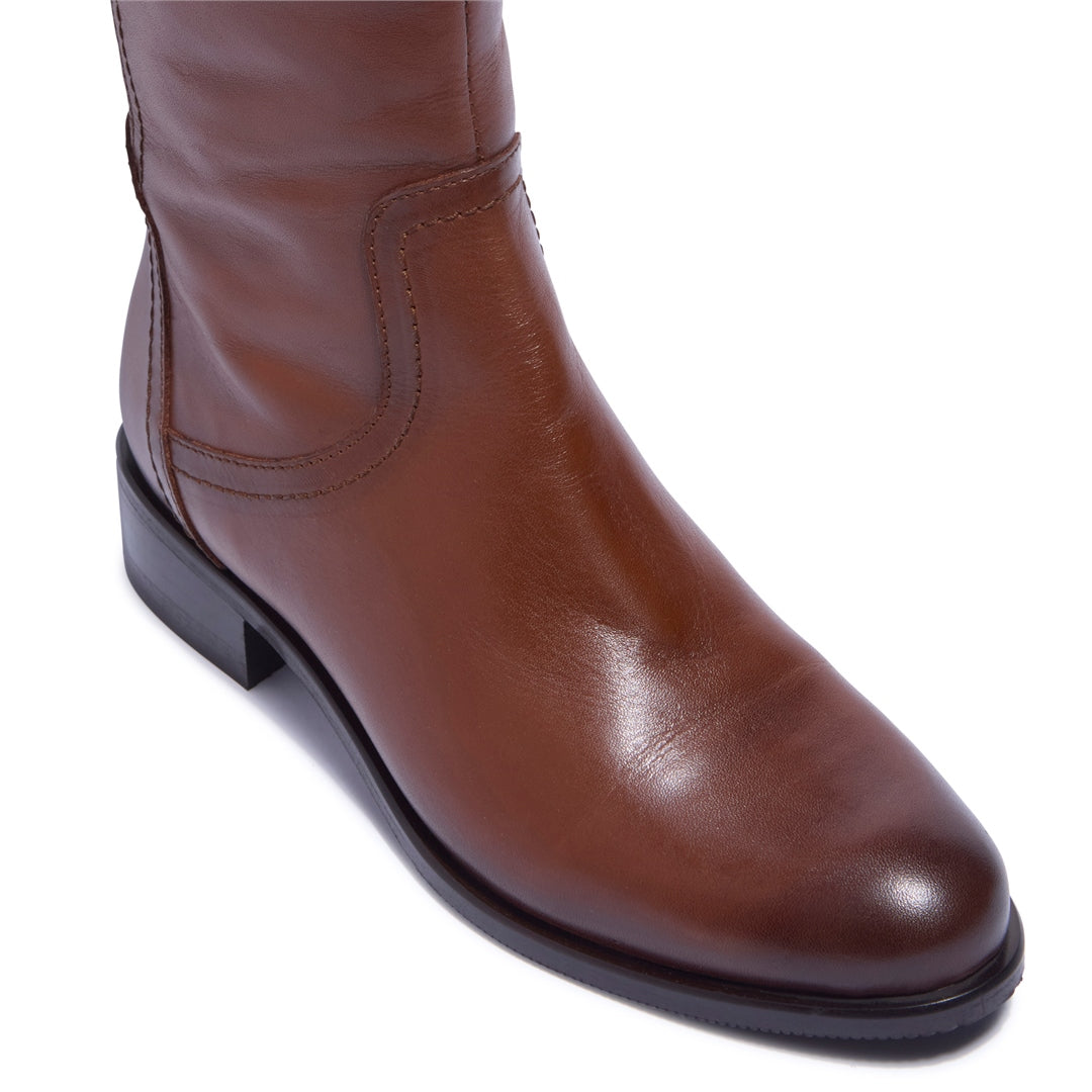 JOLETTE TAN LEATHER KNEE HIGH BOOTS