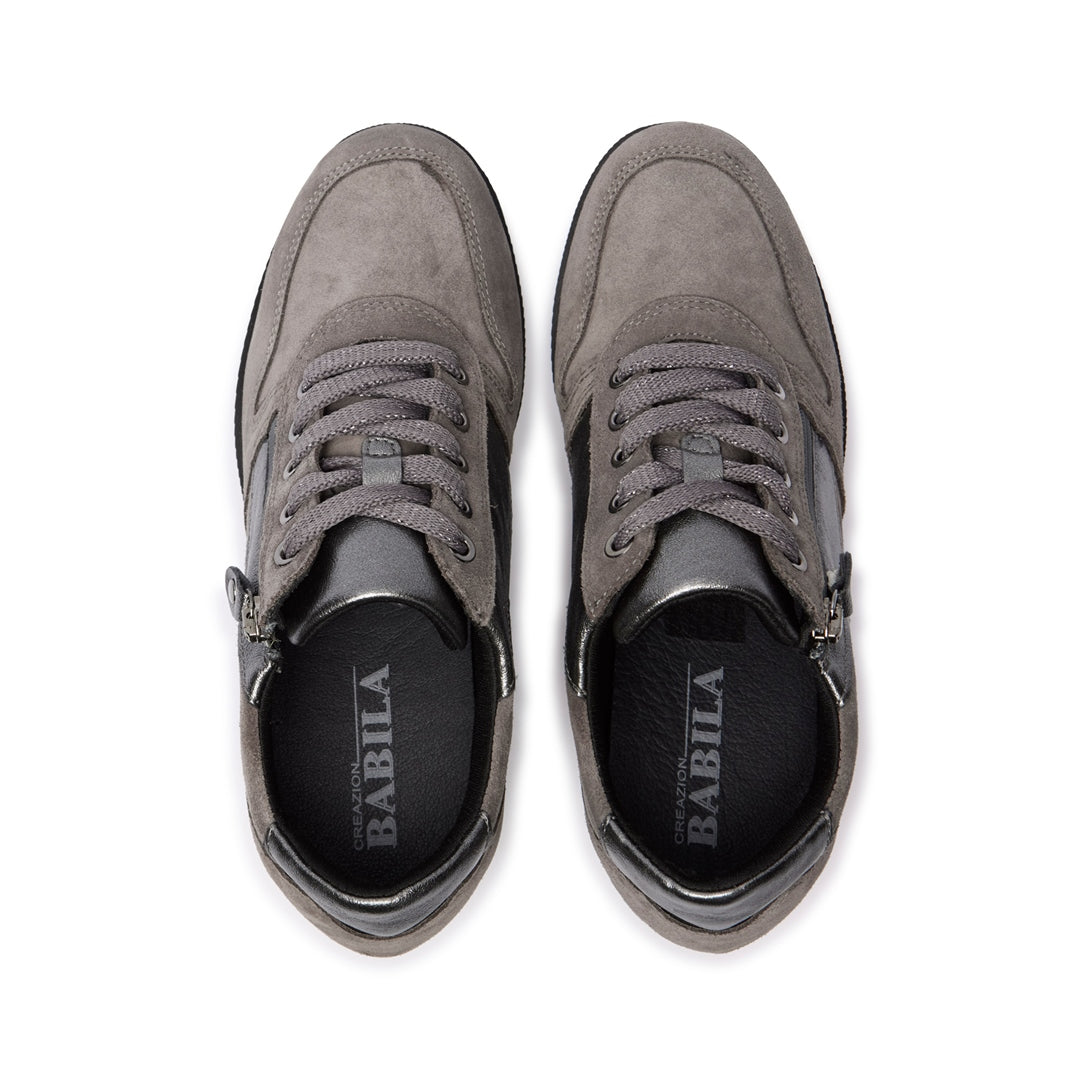 Nemoli Grey Leather Trainers