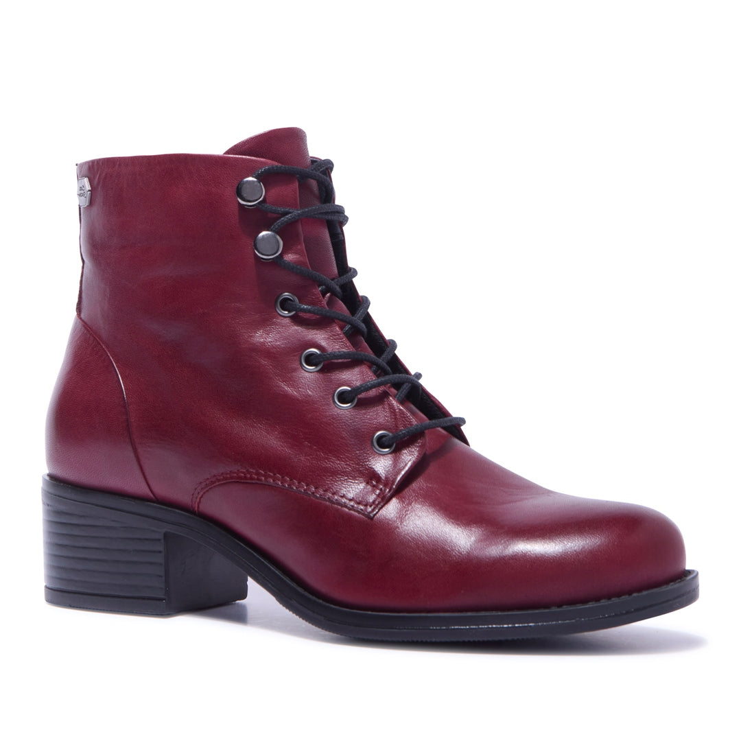 Ocean Bordo Leather Ankle Boots