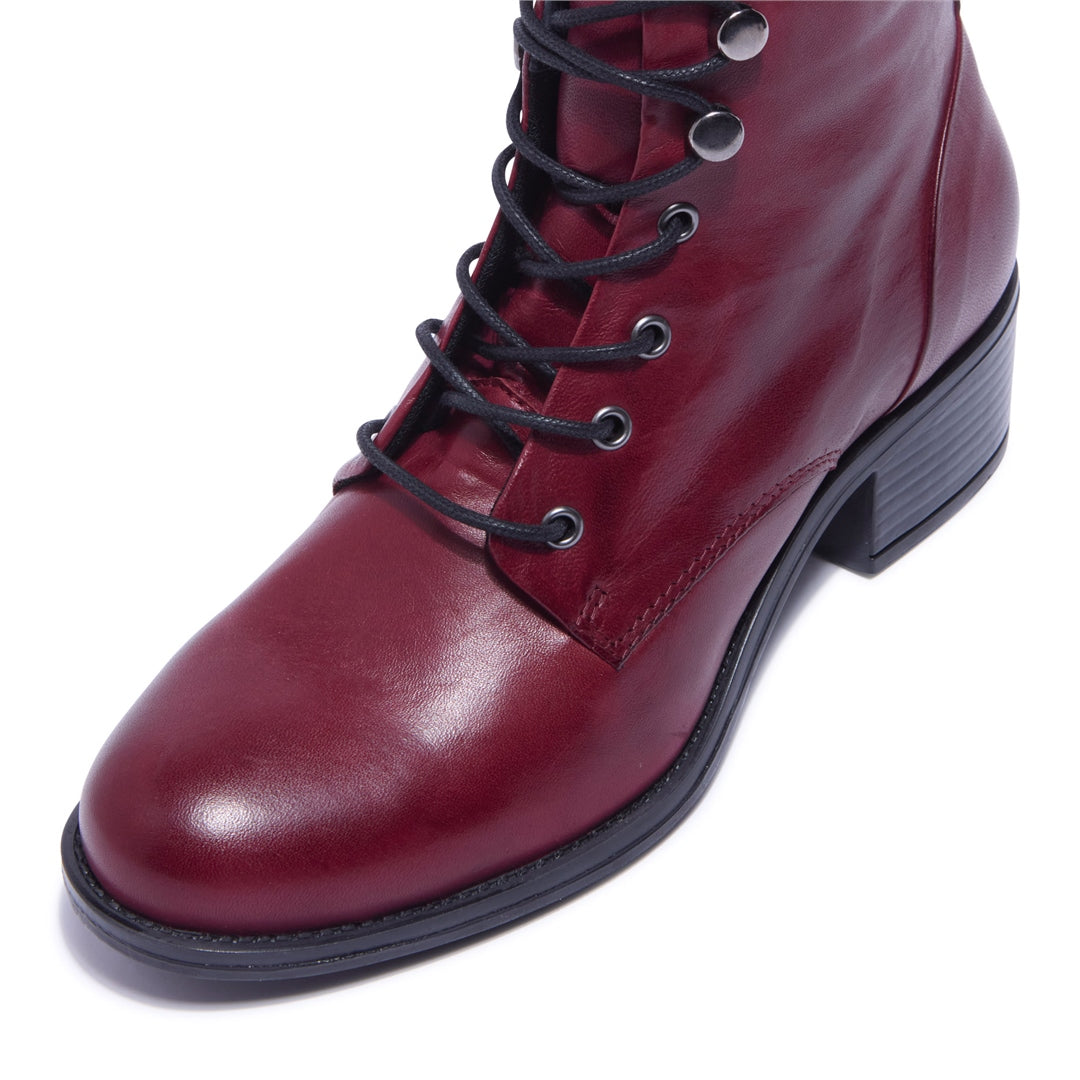 Ocean Bordo Leather Ankle Boots