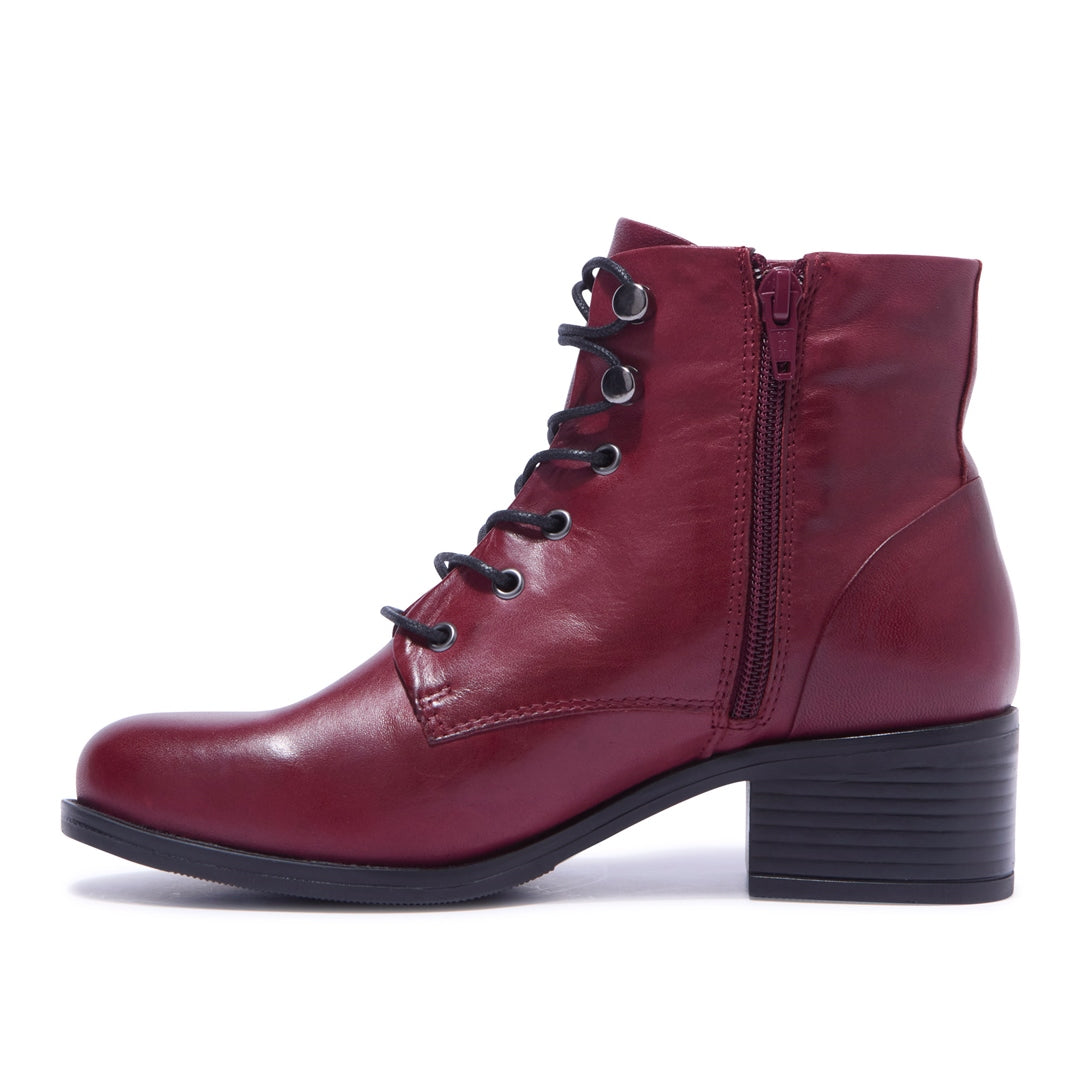 Ocean Bordo Leather Ankle Boots
