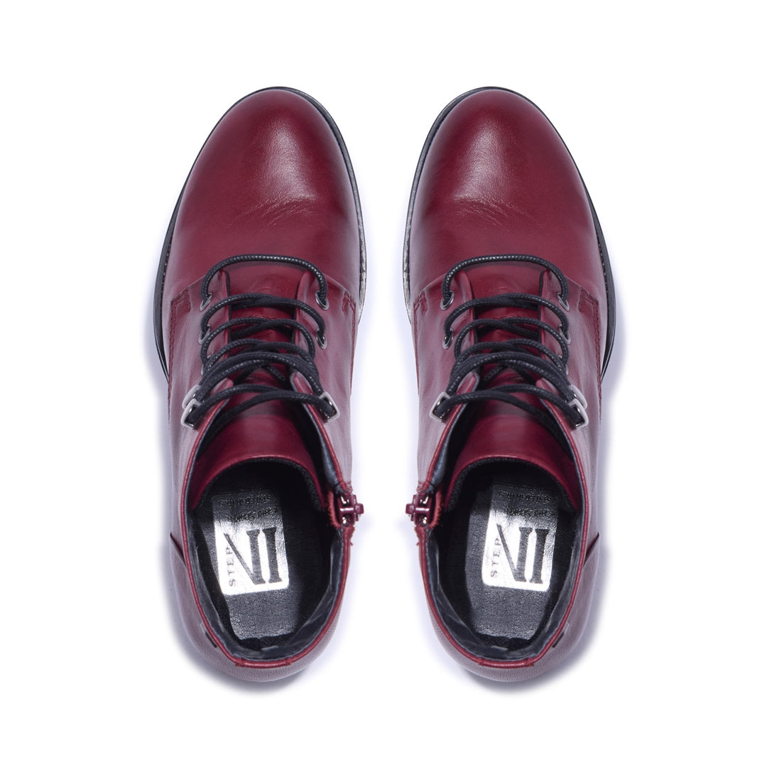 Ocean Bordo Leather Ankle Boots