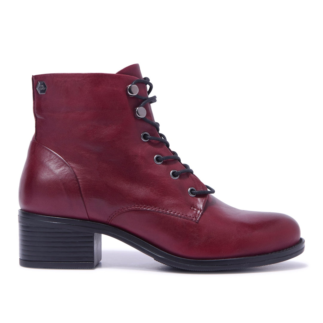 Ocean Bordo Leather Ankle Boots