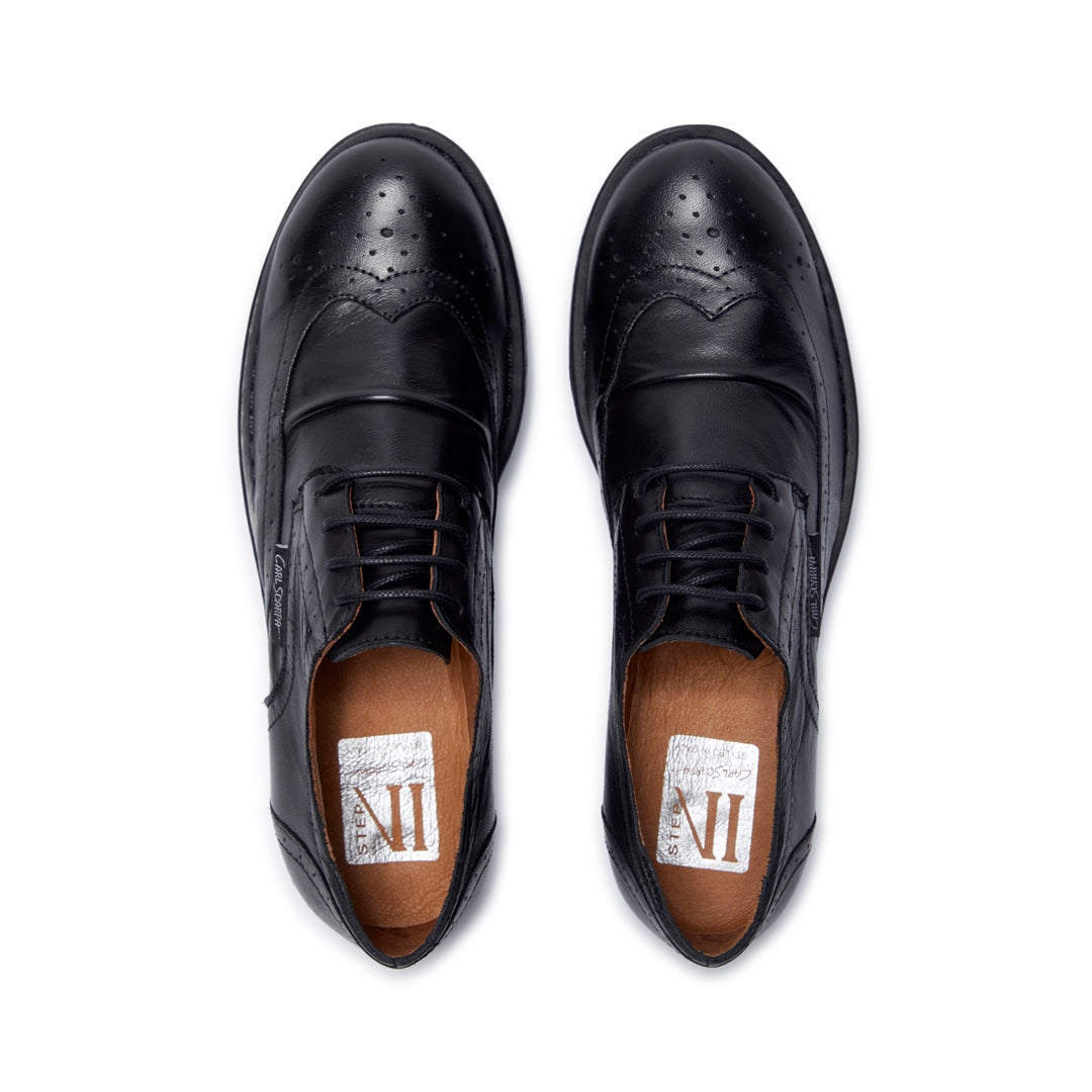 Perla Black Leather Loafers