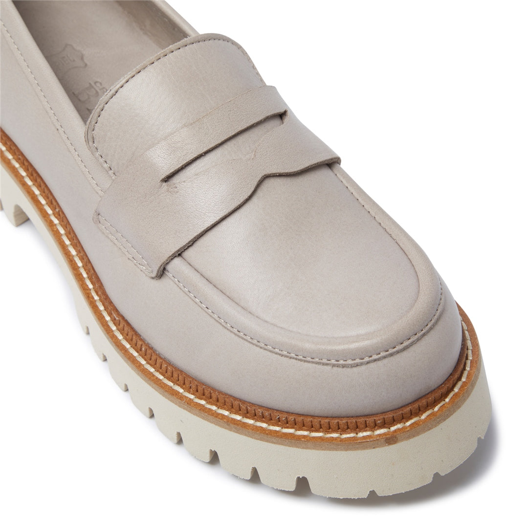 Rolita Grey Leather Loafers
