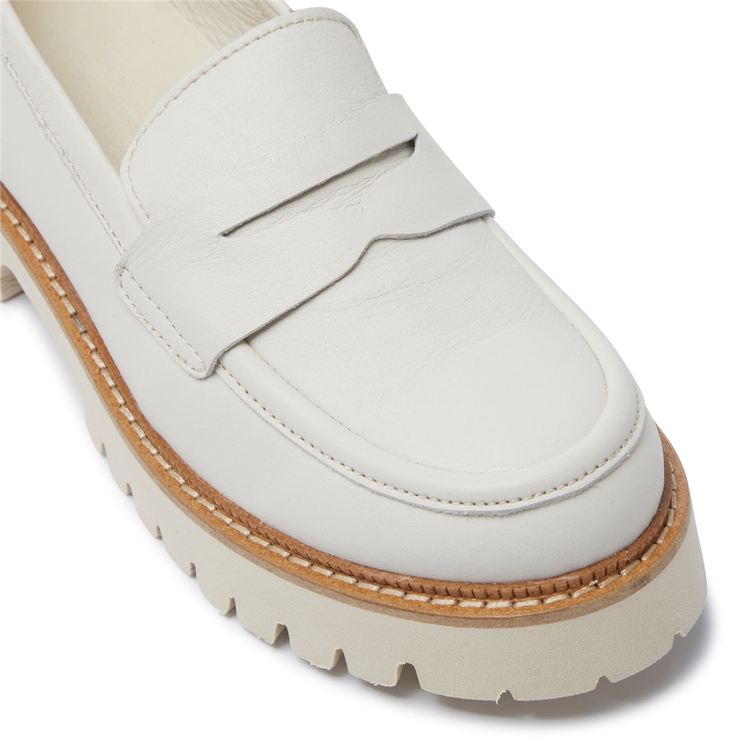 Rolita Off White Leather Loafers