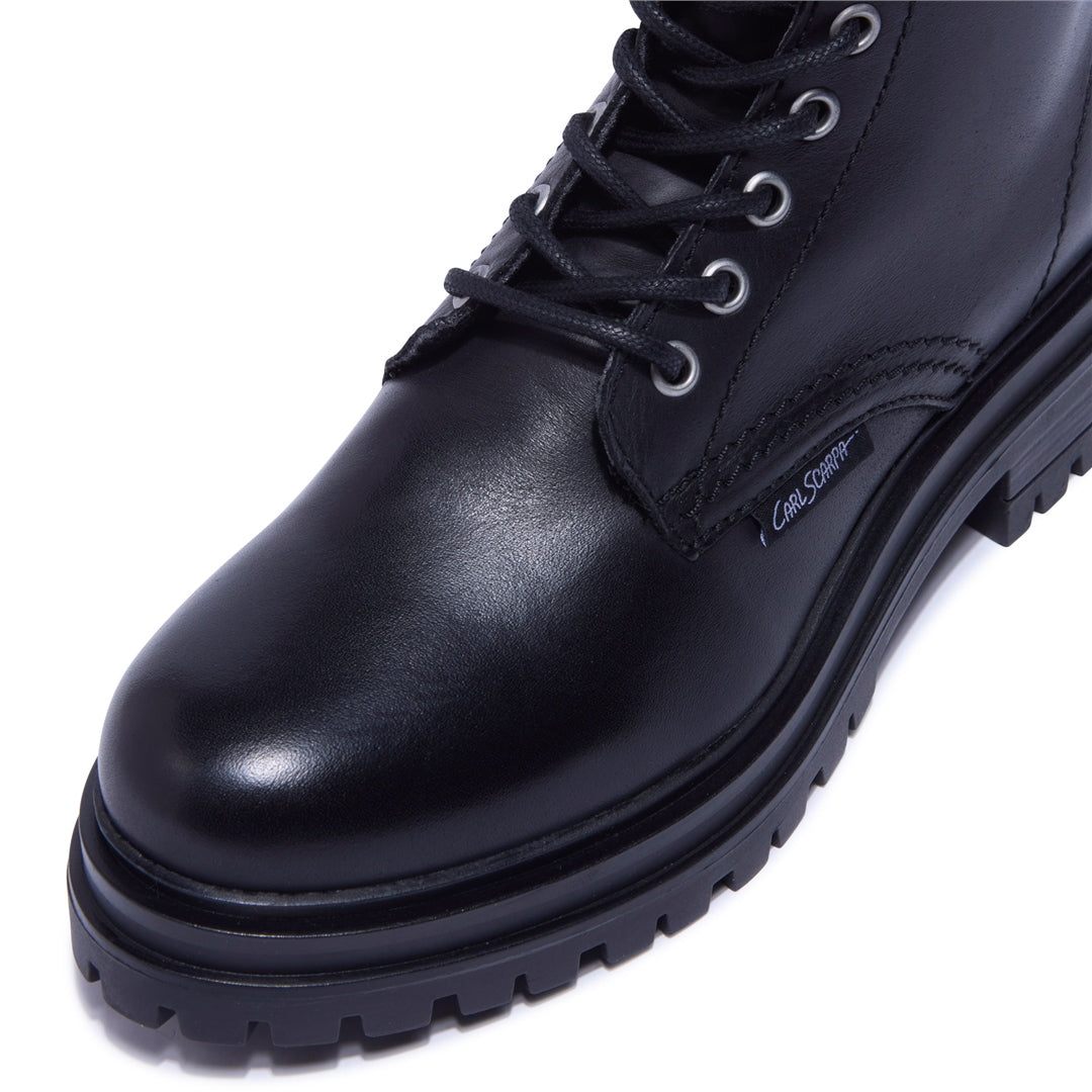 Seville Black Leather Ankle Boots