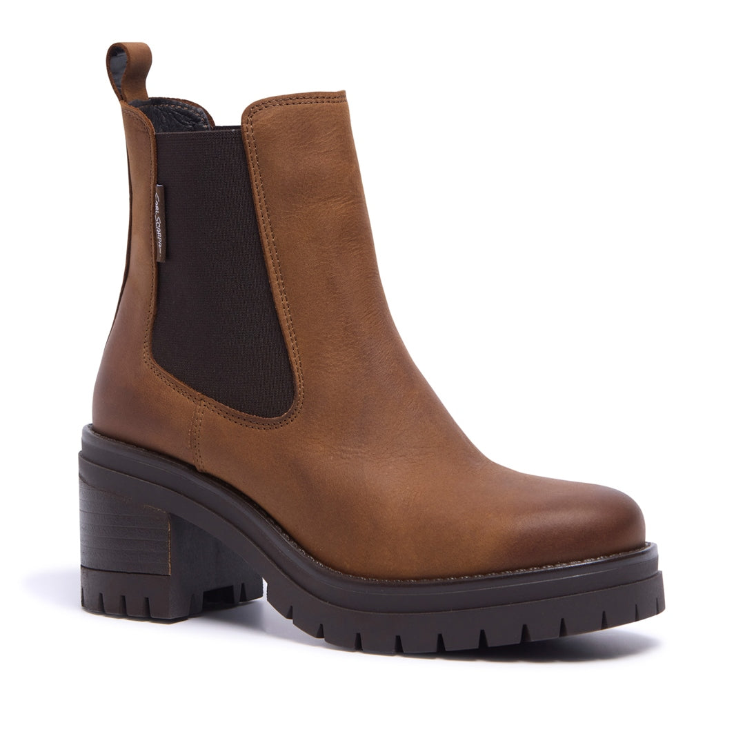 Spoleto Tan Waxy Leather Ankle Boots