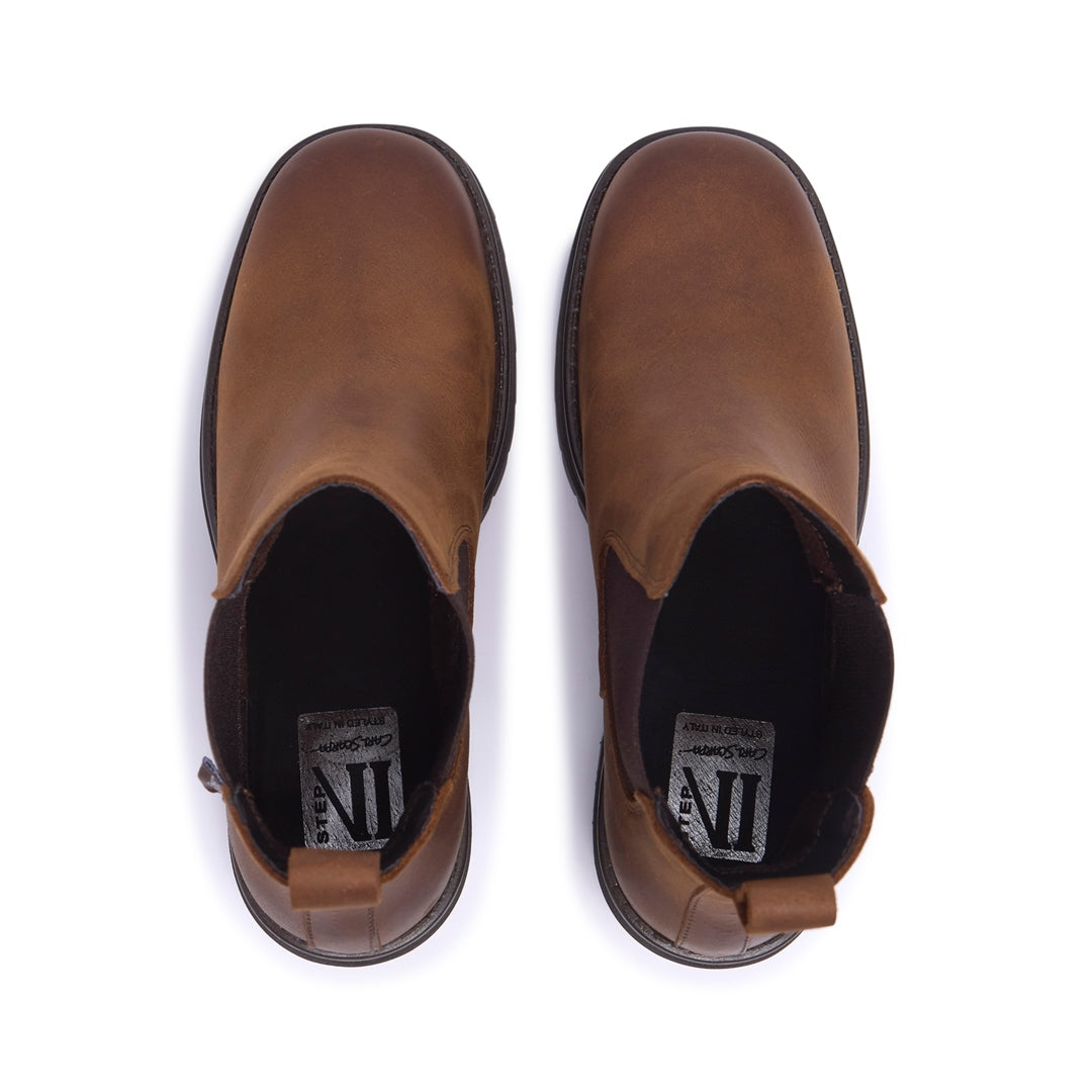 Spoleto Tan Waxy Leather Ankle Boots