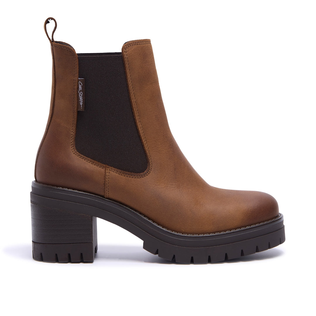 Spoleto Tan Waxy Leather Ankle Boots