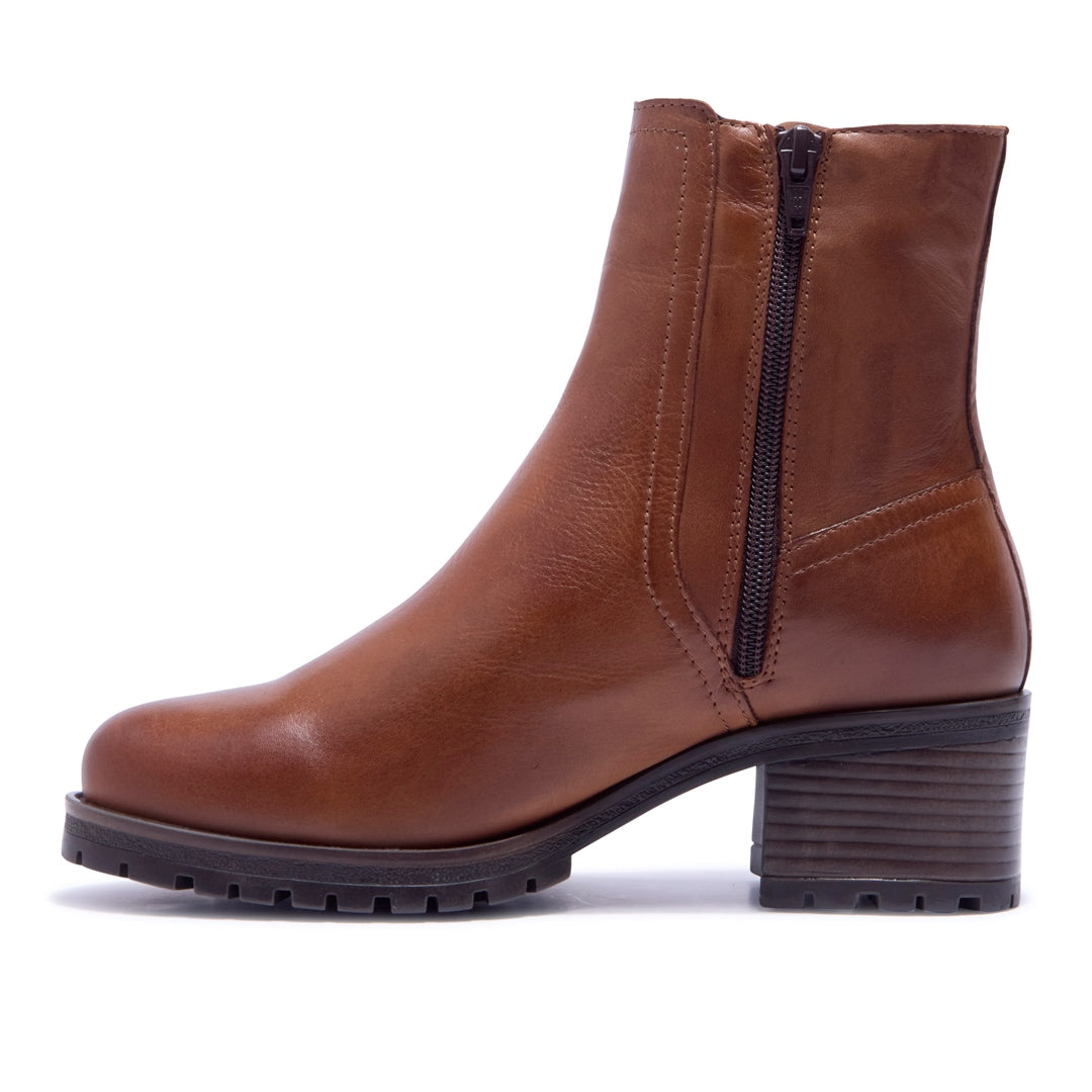 Trepani Tan Leather Ankle Boots