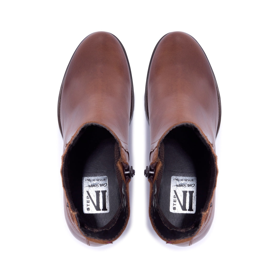 Trepani Tan Leather Ankle Boots