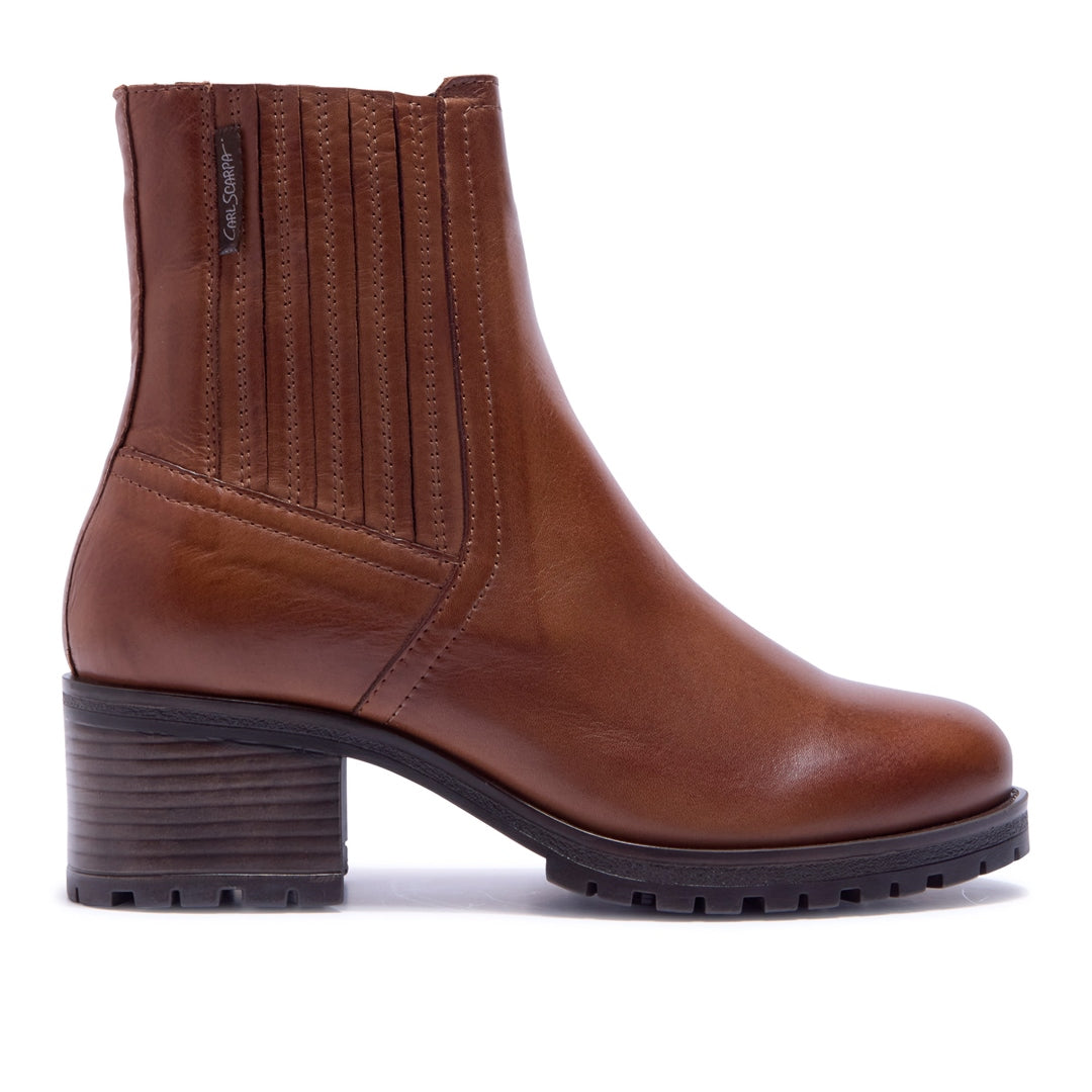Trepani Tan Leather Ankle Boots