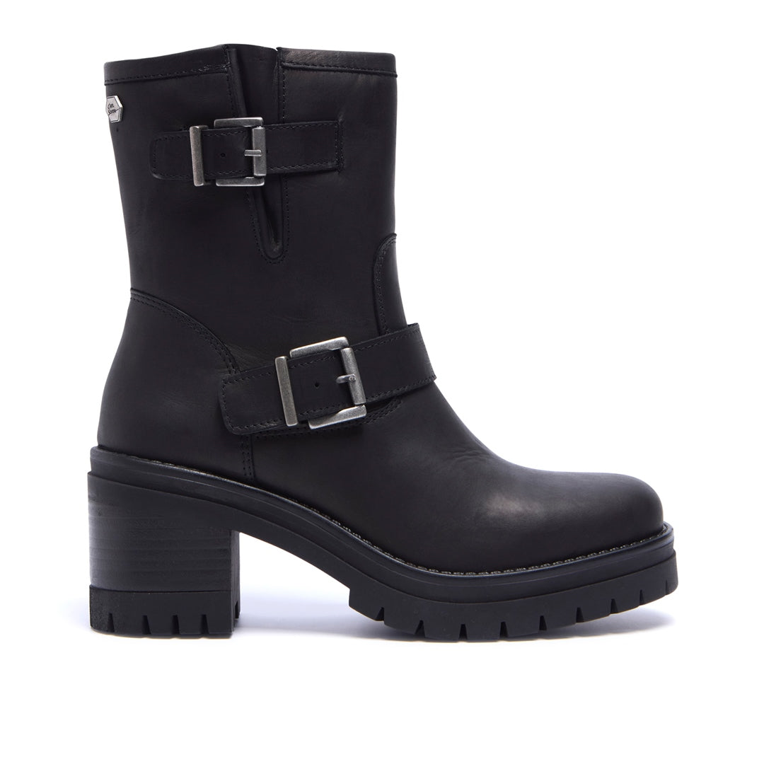 Buona Black Leather Ankle Boots