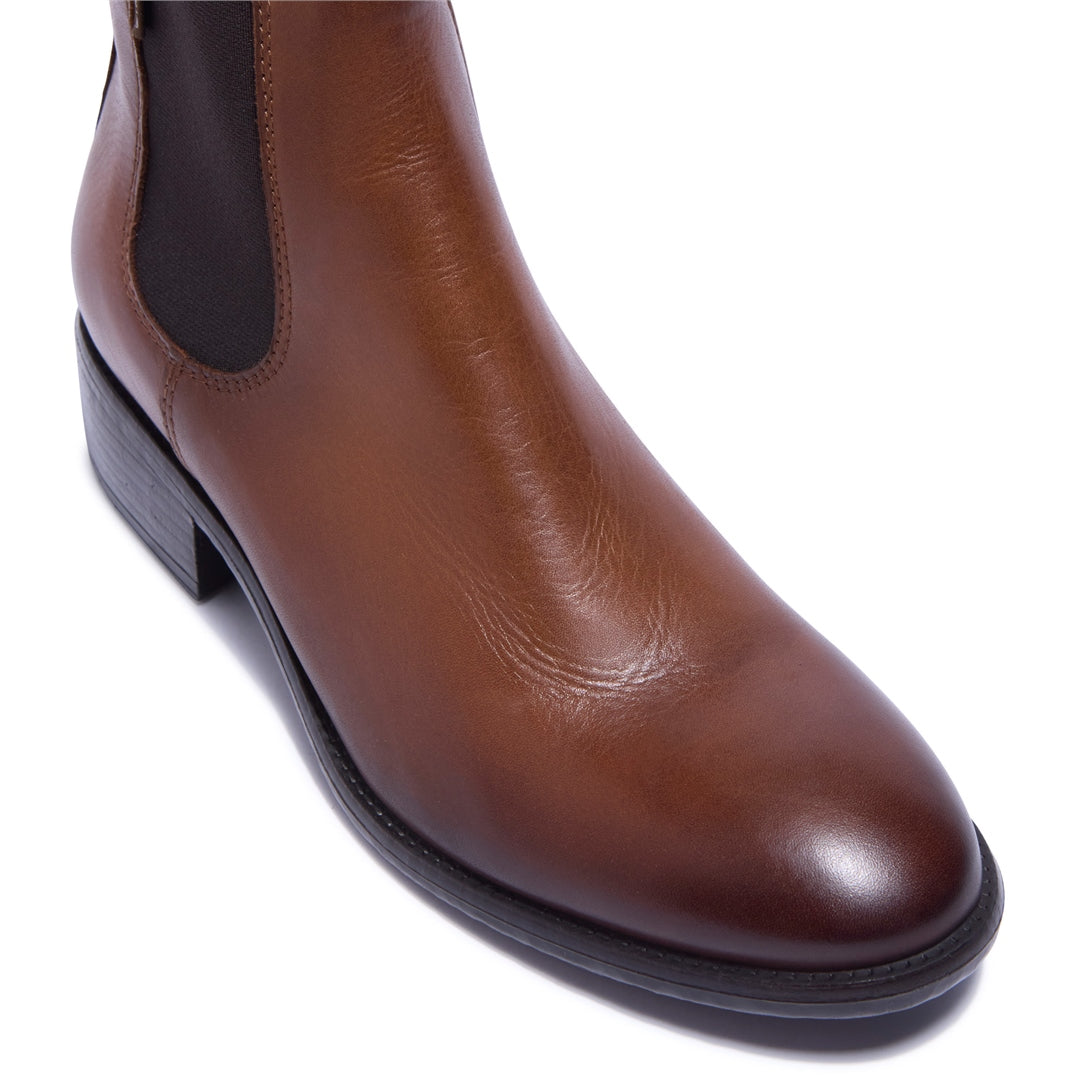 Delicio Tan Leather Ankle Boots