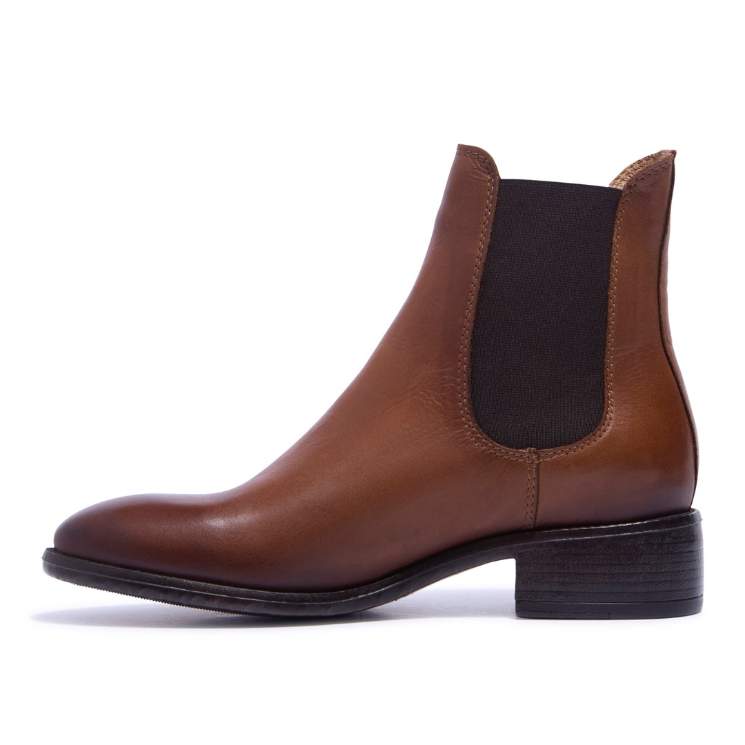 Delicio Tan Leather Ankle Boots