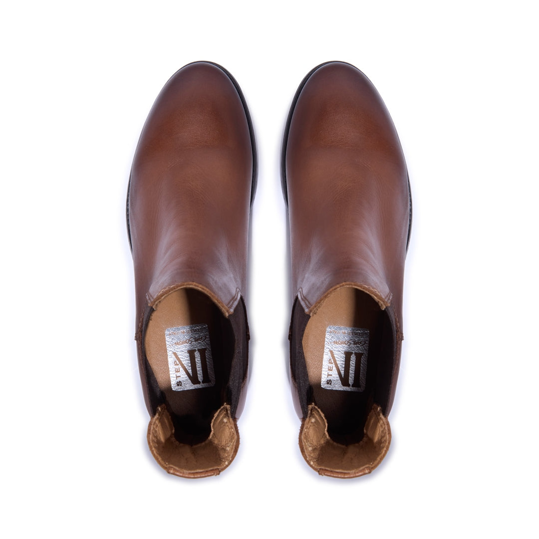 Delicio Tan Leather Ankle Boots