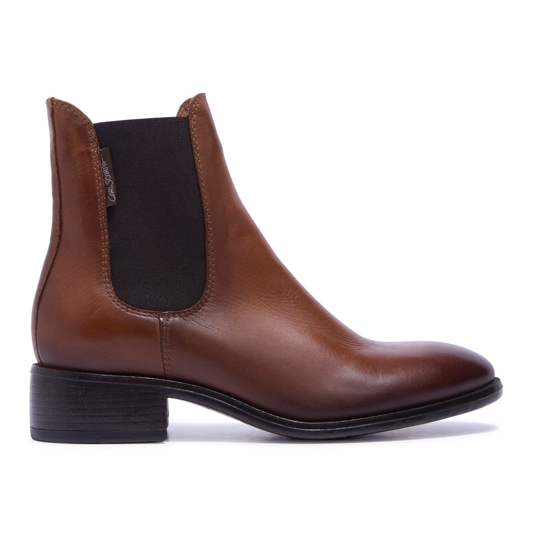 Delicio Tan Leather Ankle Boots