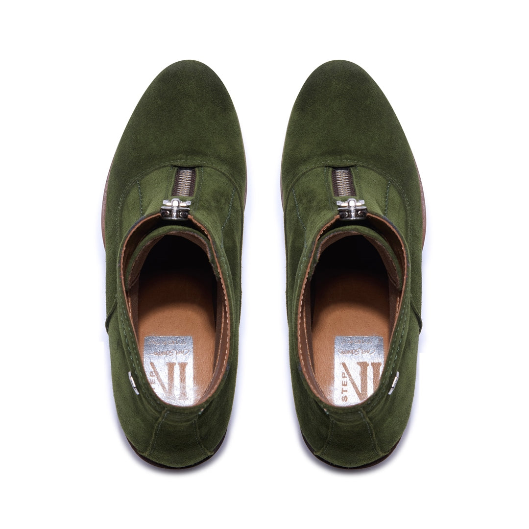 Kelania Green Suede Ankle Boots