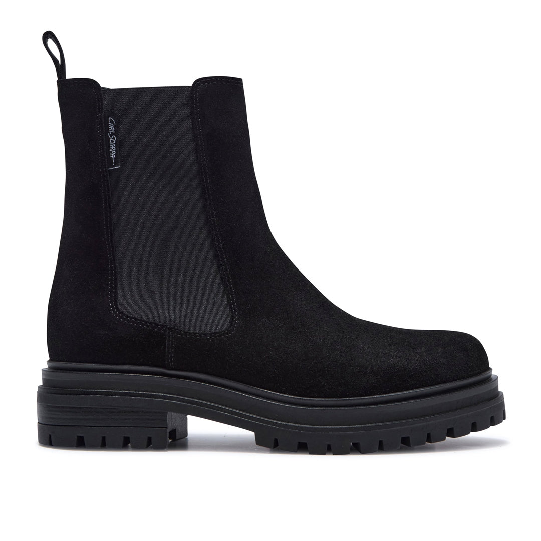 Selessia Black Suede Ankle Boots